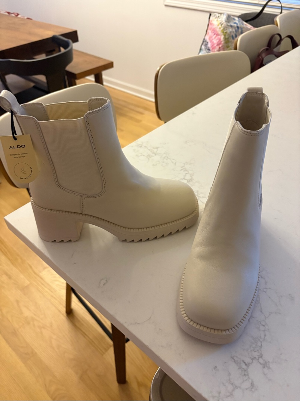 ALDO Cream Chunky Chelsea Ankle Boots